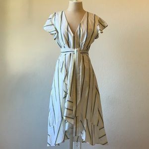 NWT JOA belted ruffle cotton lined dress